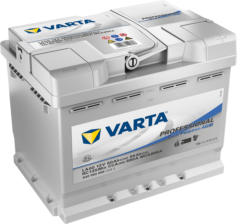 VARTA Fritidsbatteri AGM Batteri 12V 60AH 680CCA (242x175x190/190mm) +høyre LA60