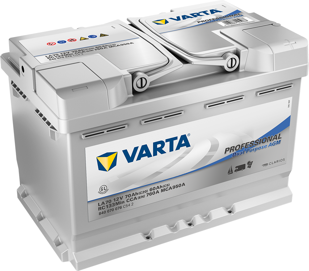 VARTA Fritidsbatteri AGM Batteri 12V 70AH 760CCA (278x175x190/190mm) +høyre LA70