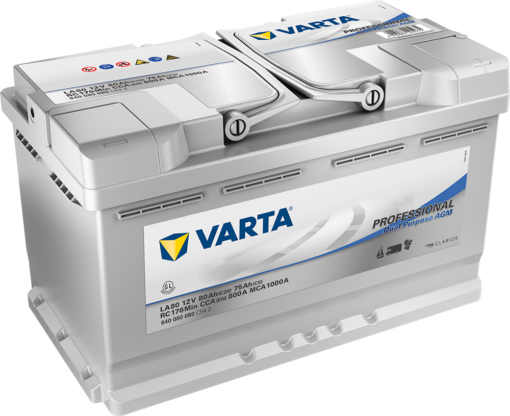 VARTA Fritidsbatteri AGM Batteri 12V 80AH 800CCA (315x175x190/190mm) +høyre LA80