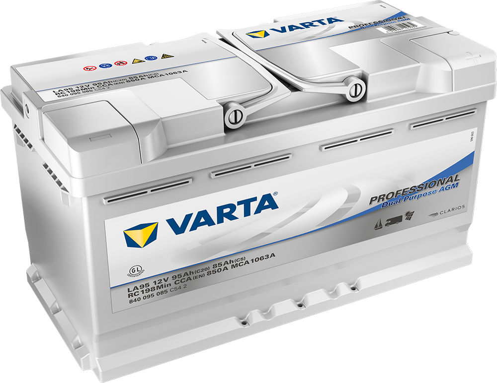 VARTA Fritidsbatteri 12V 95AH AGM 850CCA (354x175x190/190mm) +høyre LA95