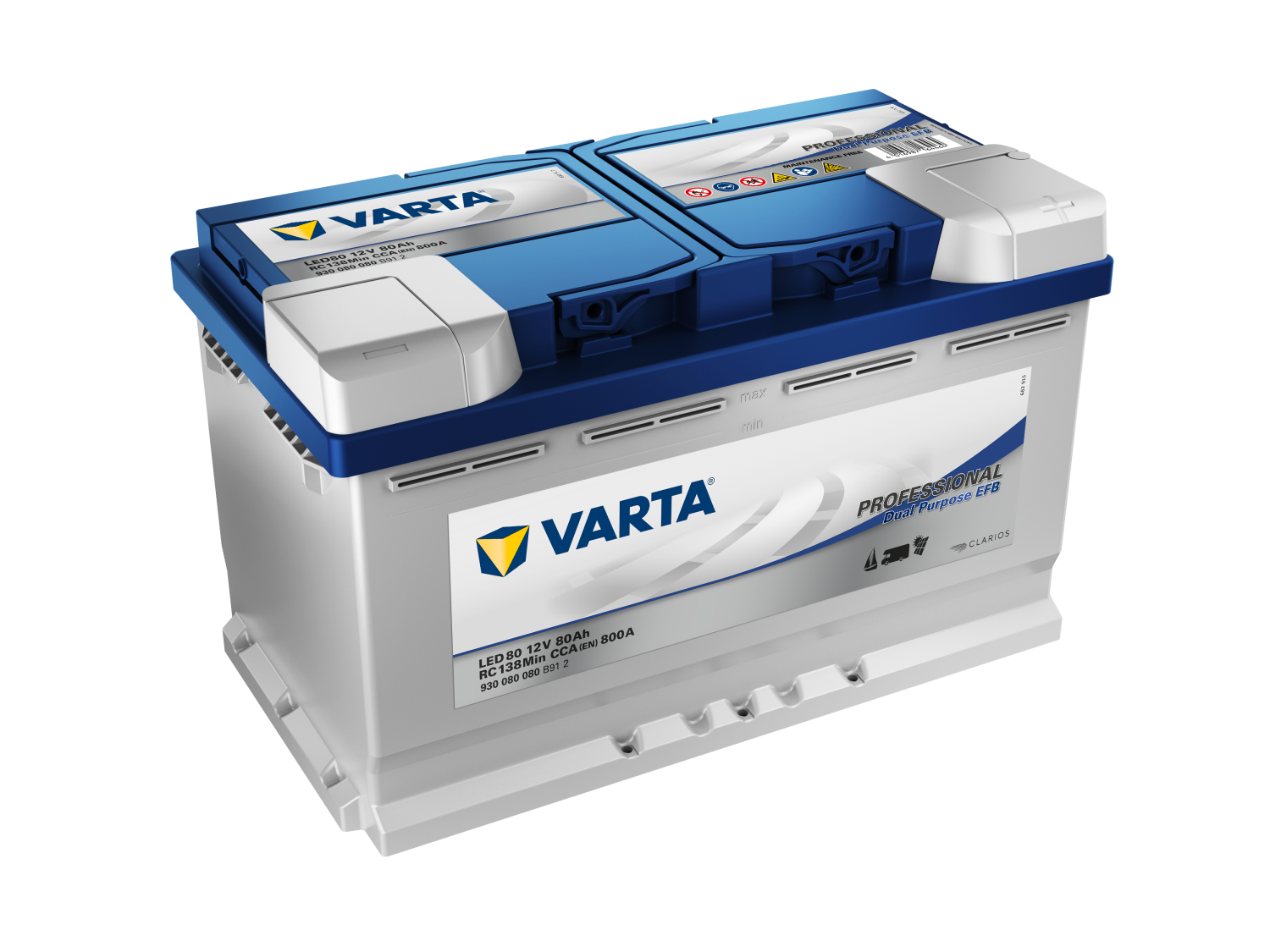 VARTA Fritidsbatteri EFB Batteri 12V 80AH 800CCA (315x175x190/190mm) +høyre LED80