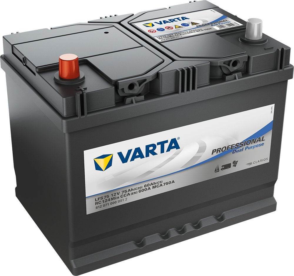 VARTA Fritidsbatteri 12V 75AH 600CCA (260x175x225mm) +venstre LFS75