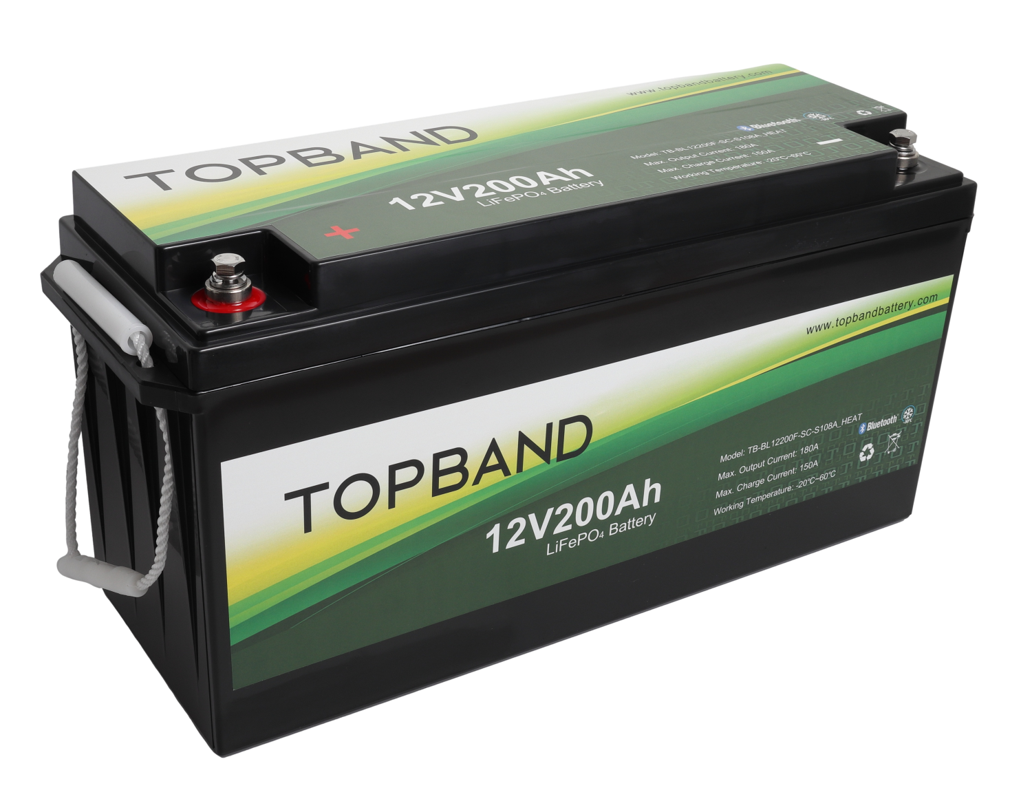 TOPBAND Lithium HEAT PRO - 12V 200AH - 200A BMS - Bluetooth og Varme (TOP-Heat200200BS)