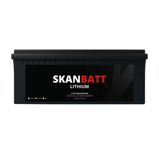 SKANBATT Lithium Batteri 48V 50AH 50A BMS (522x240x218mm) - IP67 - NYHET! (kan forhåndsbestilles)