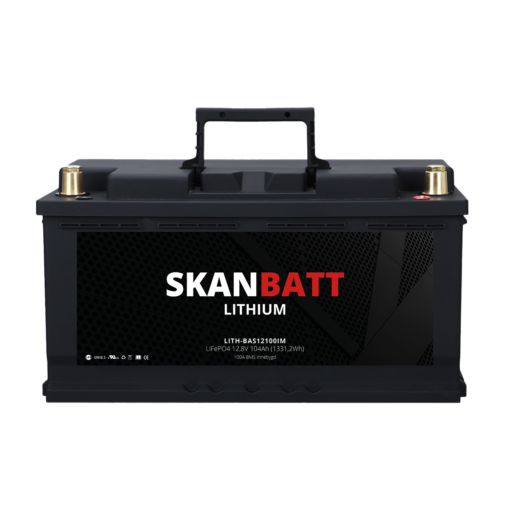 SKANBATT Lithium Batteri 12V 104AH 100A BMS (279x175x190mm) - NYHET (kan forhåndsbestilles)