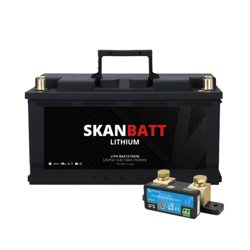 SKANBATT Lithium Batteri 12V 150AH 150A BMS (352x174x190mm) - Med Bluetooth - NYHET (kan forhåndsbes