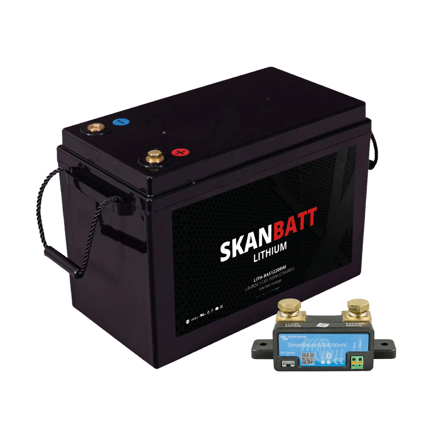 SKANBATT Lithium Batteri 12V 200AH 200A BMS (345x190x245mm) - Med Bluetooth - NYHET