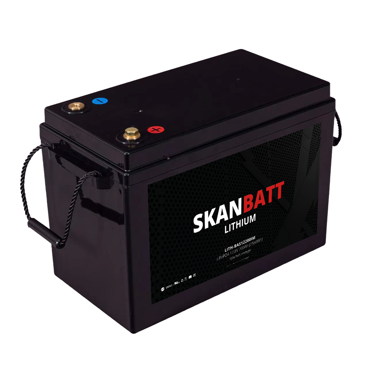 SKANBATT Lithium Batteri 12V 200AH 200A BMS (345x190x245mm) - NYHET