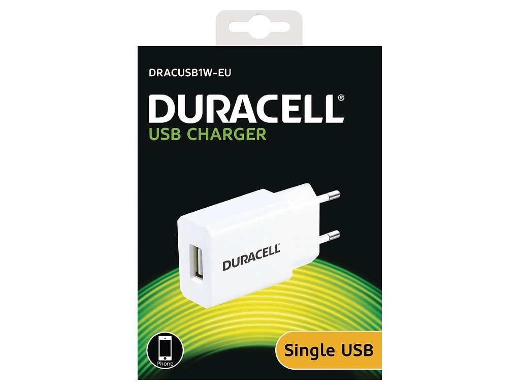 Duracell USB lader 1A Hvit modell