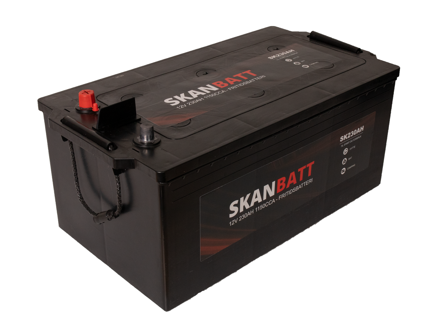 SKANBATT Fritidsbatteri 12V 230AH 1150CCA (513x276x210/242mm) +venstre