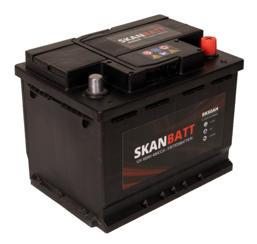 SKANBATT Fritidsbatteri 12V 60AH 480CCA (242x175x190/190mm) +høyre