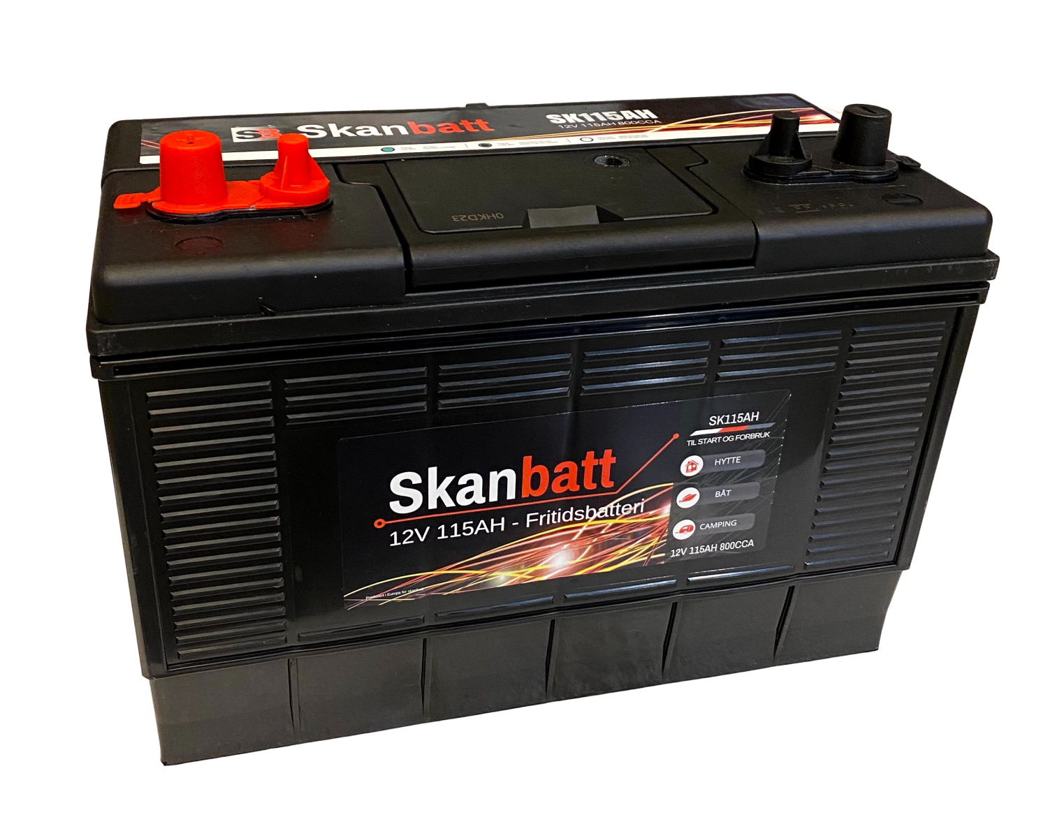 SKANBATT Fritidsbatteri 12V 115AH 800CCA (330x172x222/242mm) Dual Pol