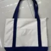 Canvas bag beige/blå med håndtak