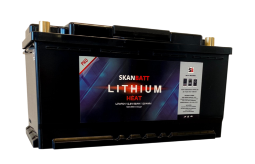 SKANBATT Lithium HEAT 12V 96AH 100A BMS - Bobil - 5års garanti (355x176x190mm)