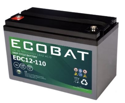 ECOBAT EDC12-110 AGM Batteri (DC12-120S)(331x172x220mm) +venstre