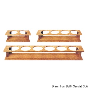 Teak koppholder 4 hull for veggmontering.