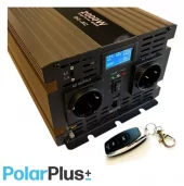 PolarPlus 12v inverter m/20A lader, 2000W ren sinus 230v, nettveksler