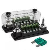 DCM ATO 6-kanals Flatsikringsholder med 6xM4 skruterminaler og 2xM8