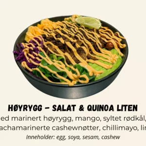 Poke Bowl Høyrygg - Salat & Quinoa - Liten