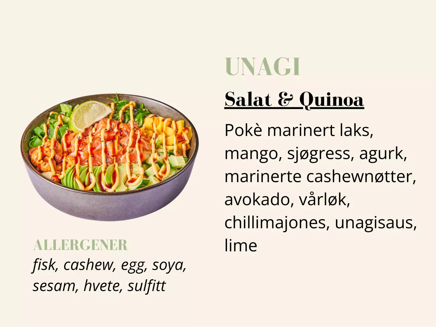 Pokébowl - Unagi - Salat & Quinoa - Liten
