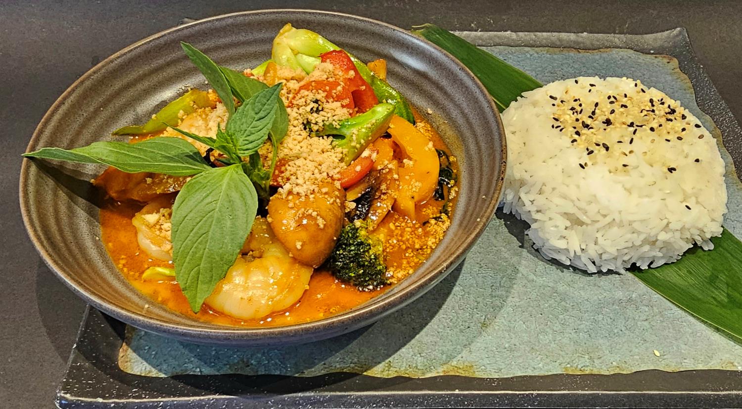 Kokos curry med scampi