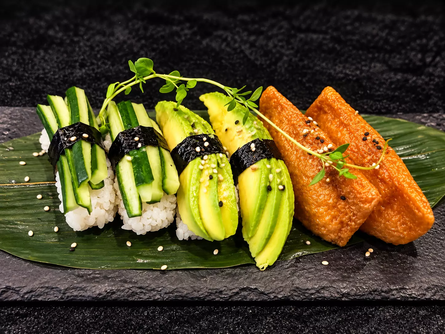 Veggie nigiri plate 6 biter
