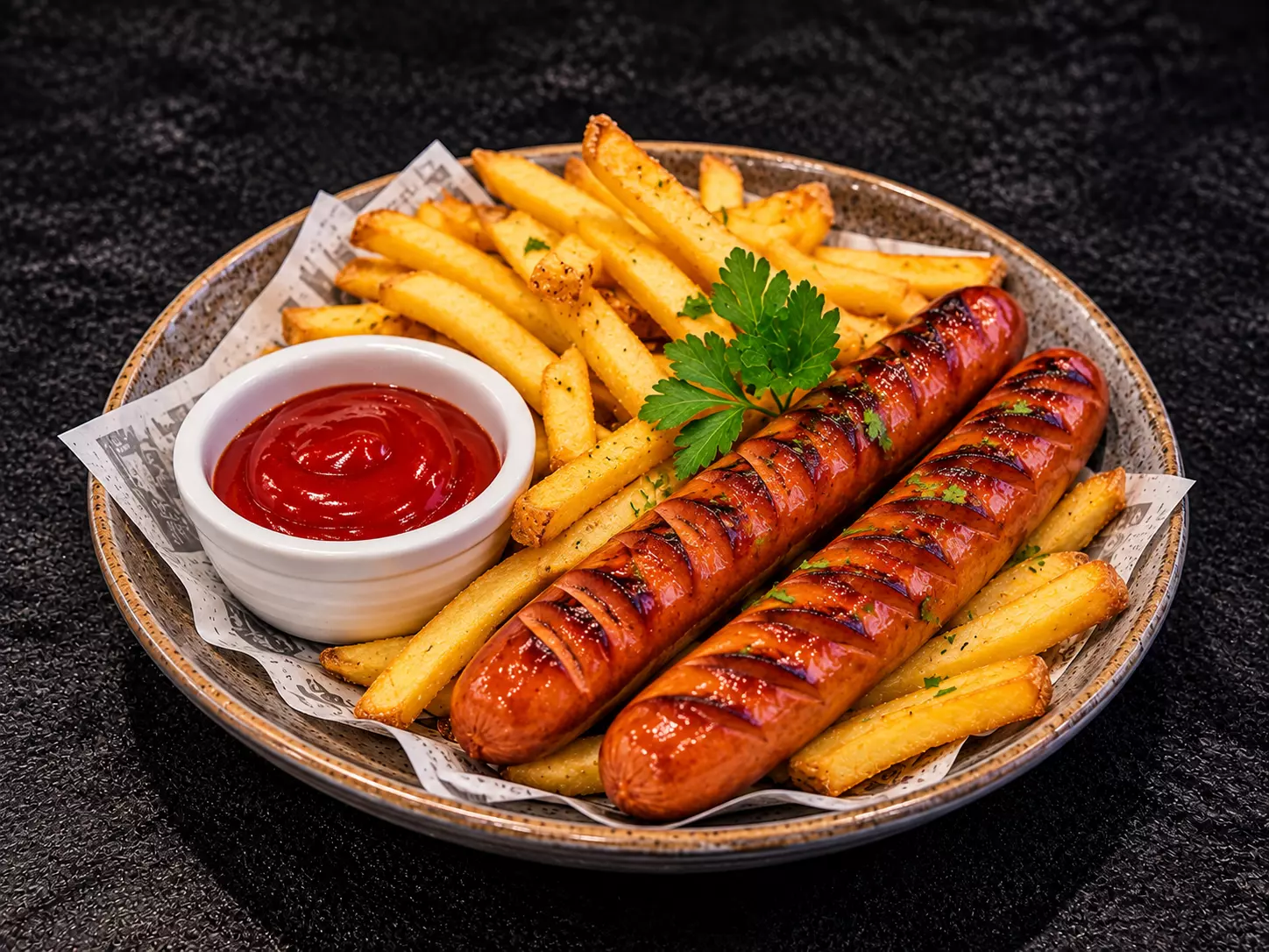 Grillpølser med fries