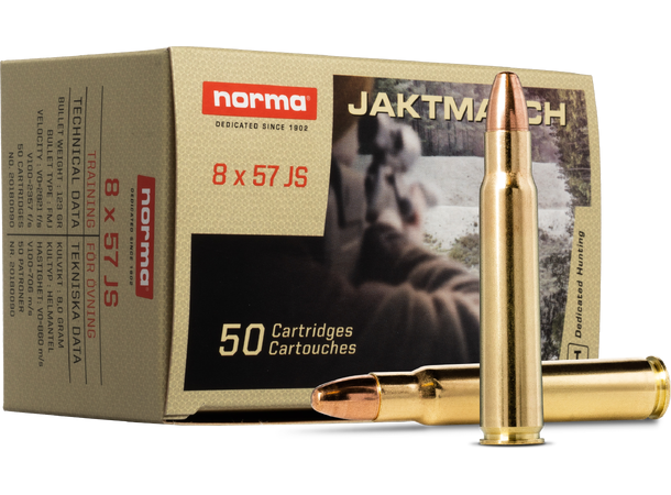 Norma Jaktmatch 8X57 JS 124gr / 8,0gHelmantel trening og jaktammunisjon