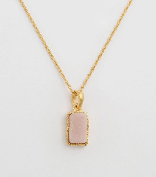 Space Dust Stone Necklace Gold - Pink Opal