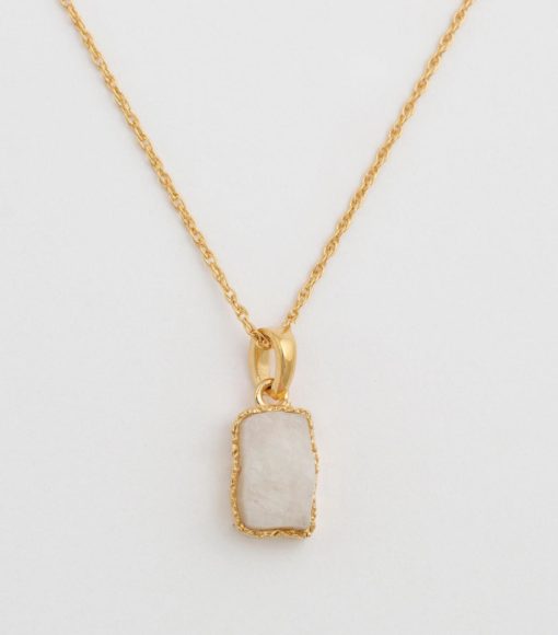 Space Dust Stone Necklace Gold - Moonstone