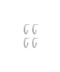 Duo Pair Creoles - Steel