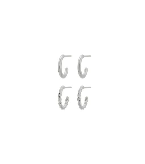 Duo Pair Creoles - Steel