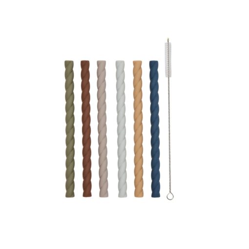 Mellow Silikon Sugerør - Caramel / Blue