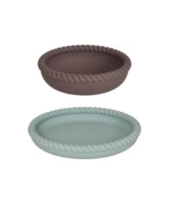 Mellow Plate & Bowl - Pale Mint/Choko