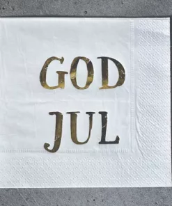 Lunsjserviett "God Jul" - Hvit