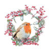 Kaffeserviett - Robin In Wreath