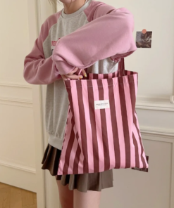 Stripe Handlenett - Rosa