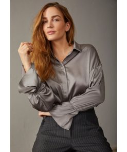 Steff Flounce Shirt - Grey