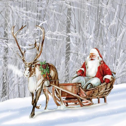 Lunsjservietter - Santa in Snowy Forest