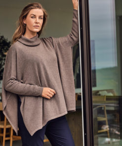 Signature Poncho - Taupe Melange