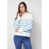 Frigga Zip Pullover - White/Sky Blue