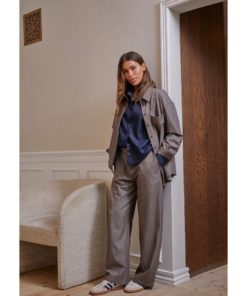Jessi Basic Pant - Taupe Pinstripe