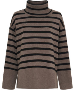 Frigga Rollneck Pullover - Potato W/Black Stripe