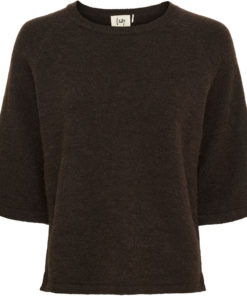 Anna 3/4 Sleeve Pullover - Dark Brown Melange
