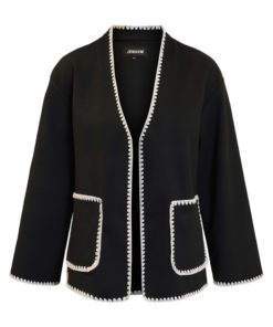 Jakke med Brodert Kant - Sort