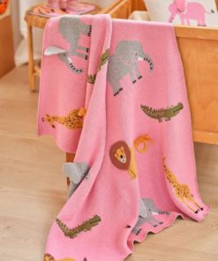 Babyteppe med Dyr - Rosa