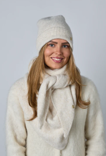 Strikket Trekantskjerf - Lys Beige