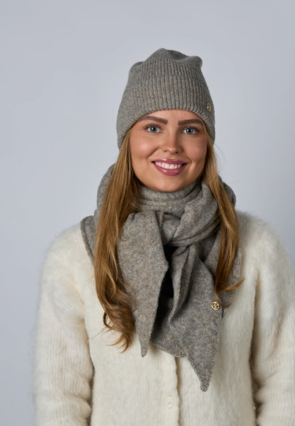 Strikket Trekantskjerf - Mocca Melert