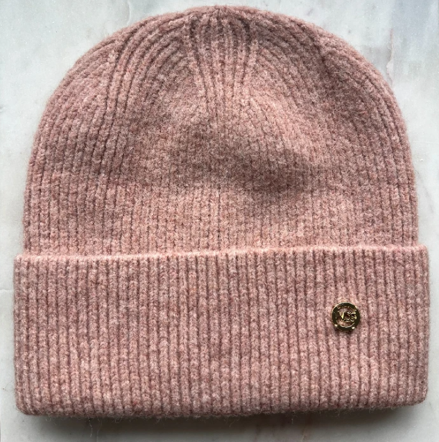 Strikket Trekantskjerf - Rosa Melert