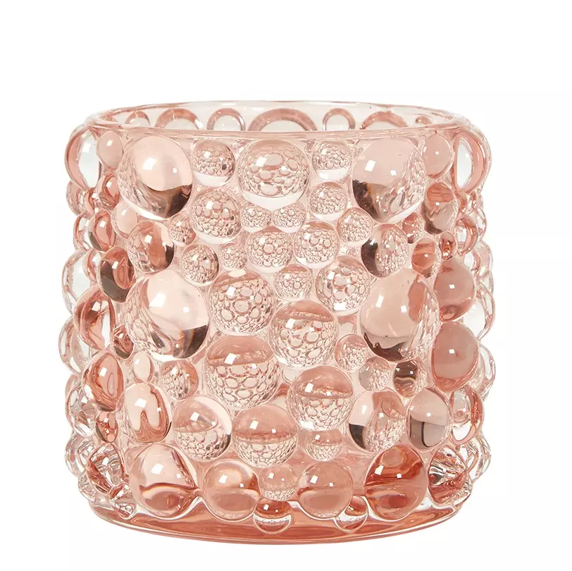 Telysholder i Bobleglass - Rosa